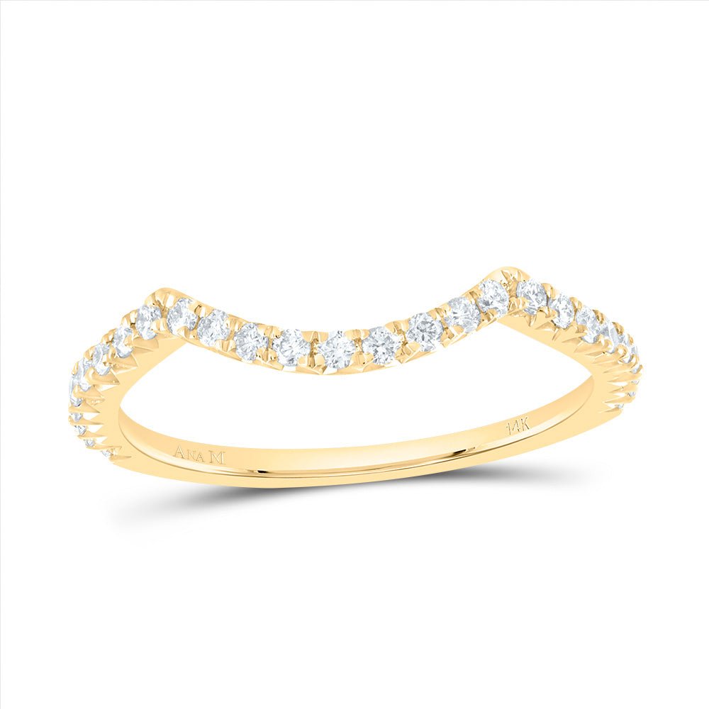 14kt Yellow Gold 1/3 Cttw Diamond Ana M Fashion Cnc Round Wedding Engagement Anniversary Band, Women Size: 5-9