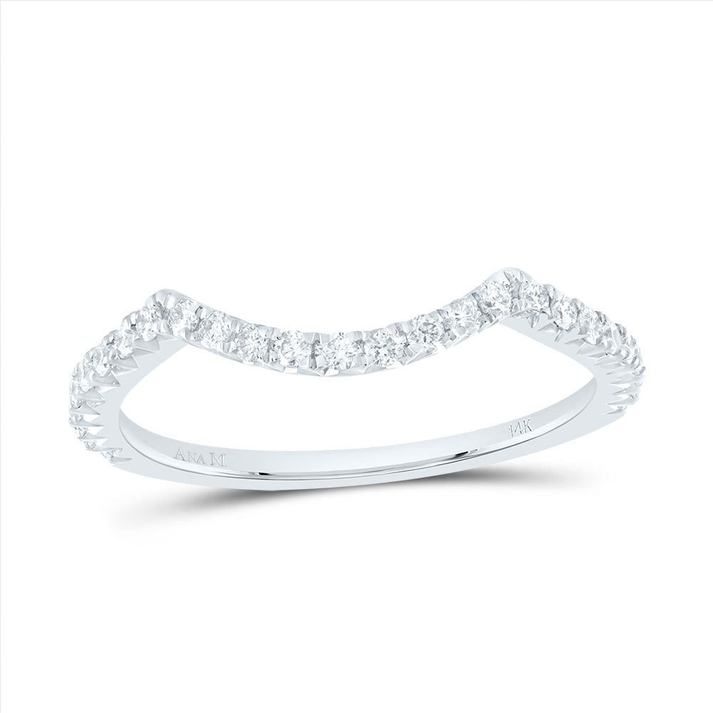 14kt White Gold 1/3 Cttw Diamond Ana M Fashion Cnc Round Wedding Engagement Anniversary Band, Women Size: 5-9