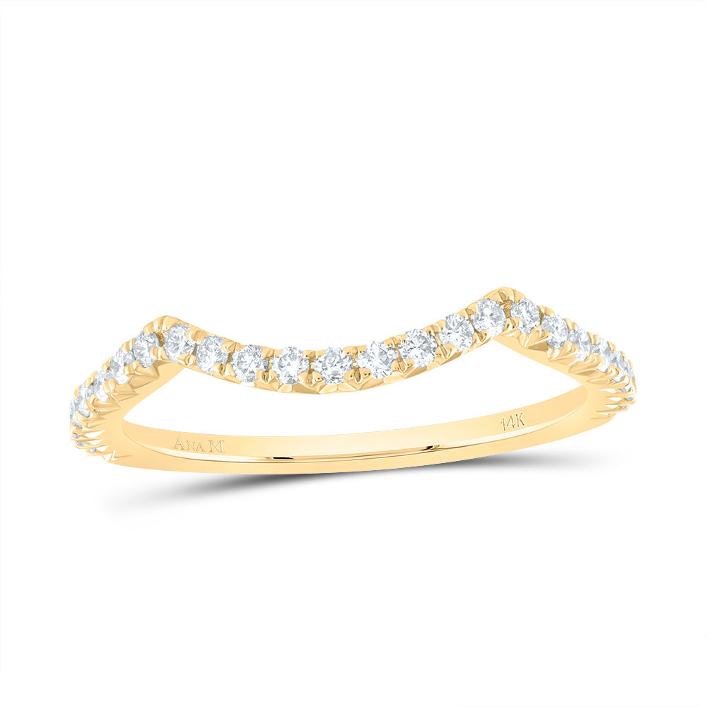 14kt Yellow Gold 1/3 Cttw Diamond Ana M Fashion Cnc Cushion Wedding Engagement Anniversary Band, Women Size: 5-9