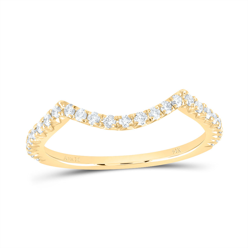 14kt Yellow Gold 1/3 Cttw Diamond Ana M Fashion Cnc Pear Wedding Engagement Anniversary Band, Women Size: 5-9