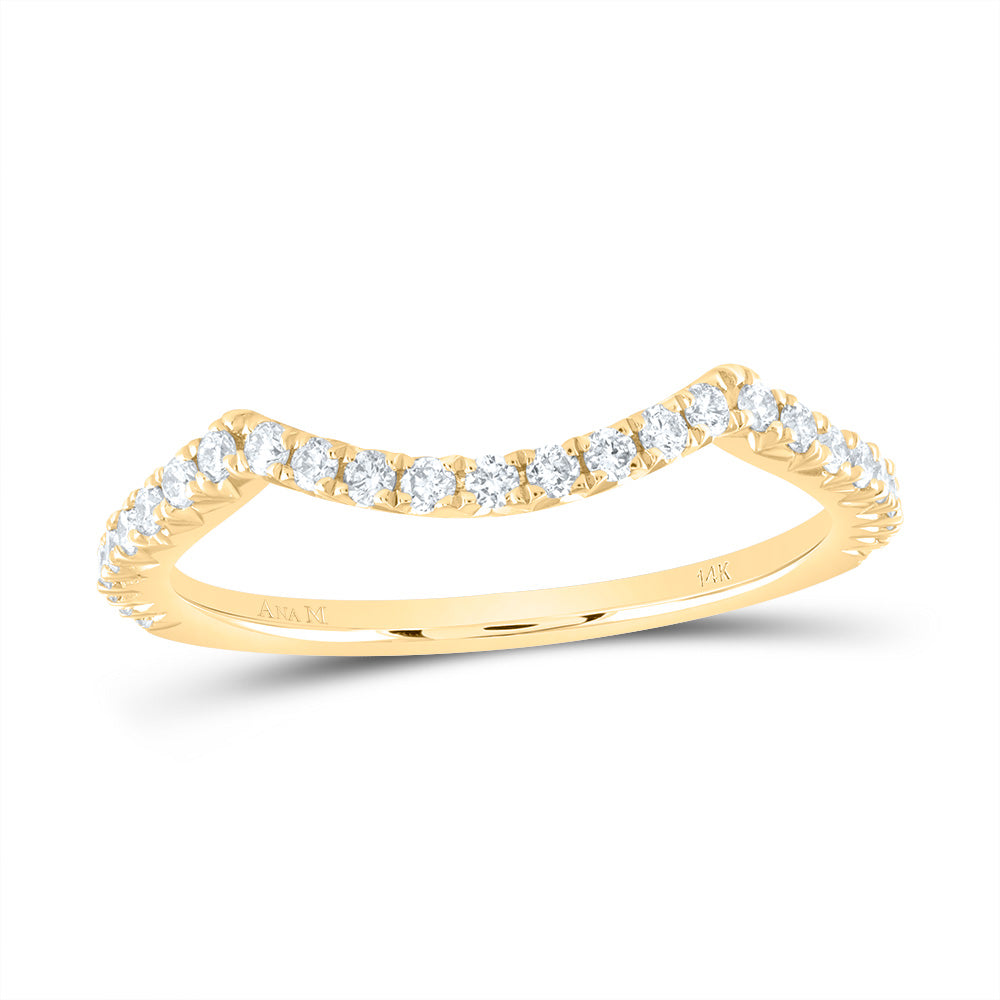 14kt Yellow Gold 1/3 Cttw Diamond Ana M Fashion Cnc Square Wedding Engagement Anniversary Band, Women Size: 5-9