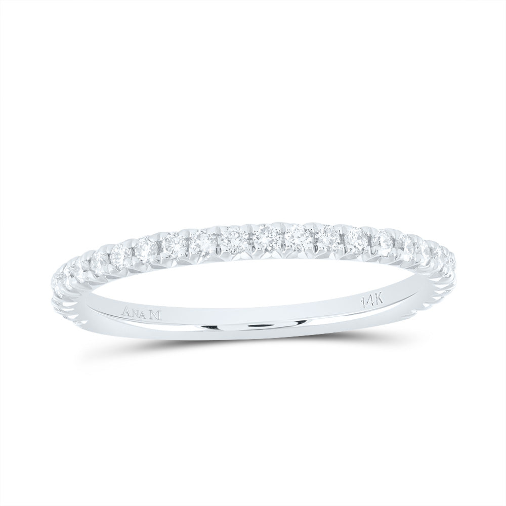 14kt White Gold 1/3 Cttw Diamond Ana M Fashion Cnc Round Wedding Engagement Anniversary Band, Women Size: 5-9