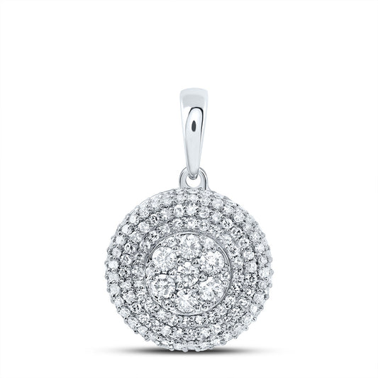 10kt White Gold 3/4 Cttw Diamond Fashion Round Pendant
