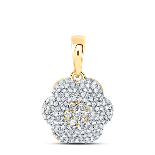 10kt Yellow Gold 5/8 Cttw Diamond Fashion Flower Pendant
