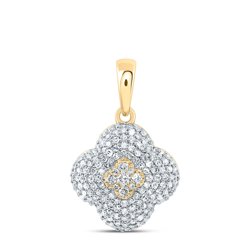 10kt Yellow Gold 5/8 Cttw Diamond Fashion Clover Pendant