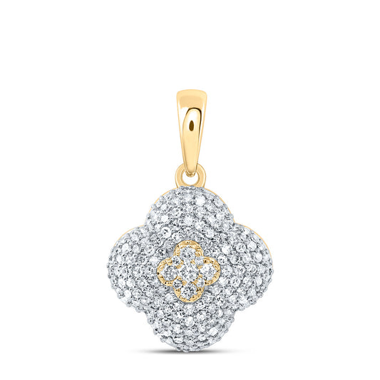 10kt Yellow Gold 5/8 Cttw Diamond Fashion Clover Pendant