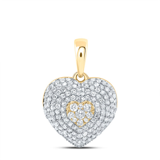 10kt Yellow Gold 5/8 Cttw Natural Diamond Fashion Heart Pendant