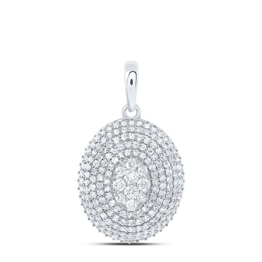 10kt White Gold 7/8 Cttw Diamond Fashion Oval Pendant
