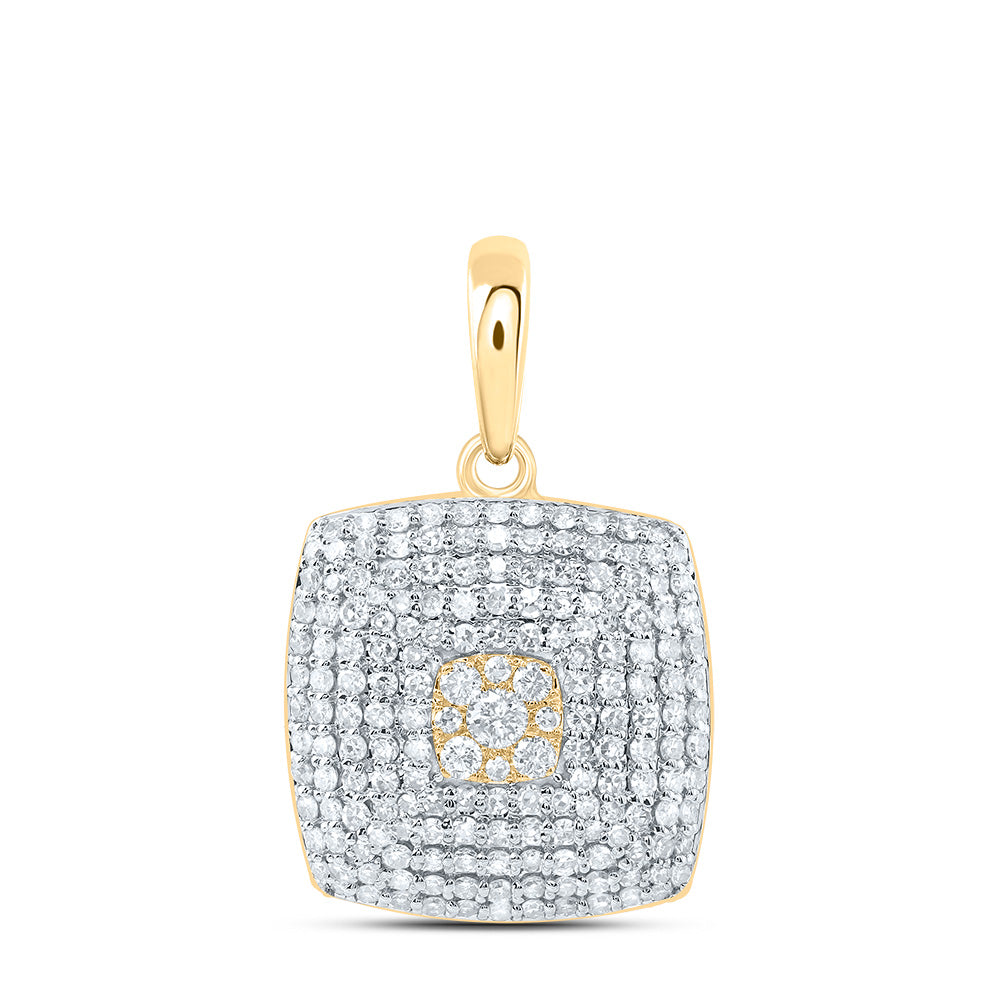 10kt Yellow Gold 3/4 Cttw Diamond Fashion Cushion Pendant