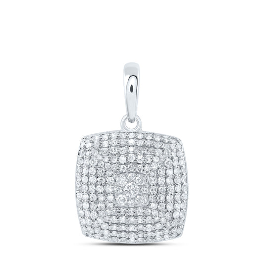 10kt White Gold 3/4 Cttw Diamond Fashion Cushion Pendant