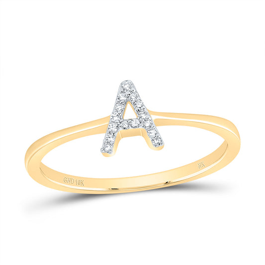 10kt Yellow Gold Diamond Initial Wedding Engagement Anniversary Ring
