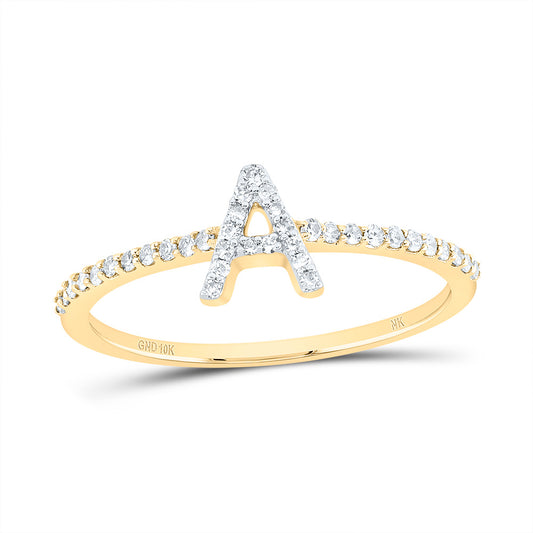 10kt Yellow Or White Gold Diamond Initial Wedding Engagement Anniversary Ring