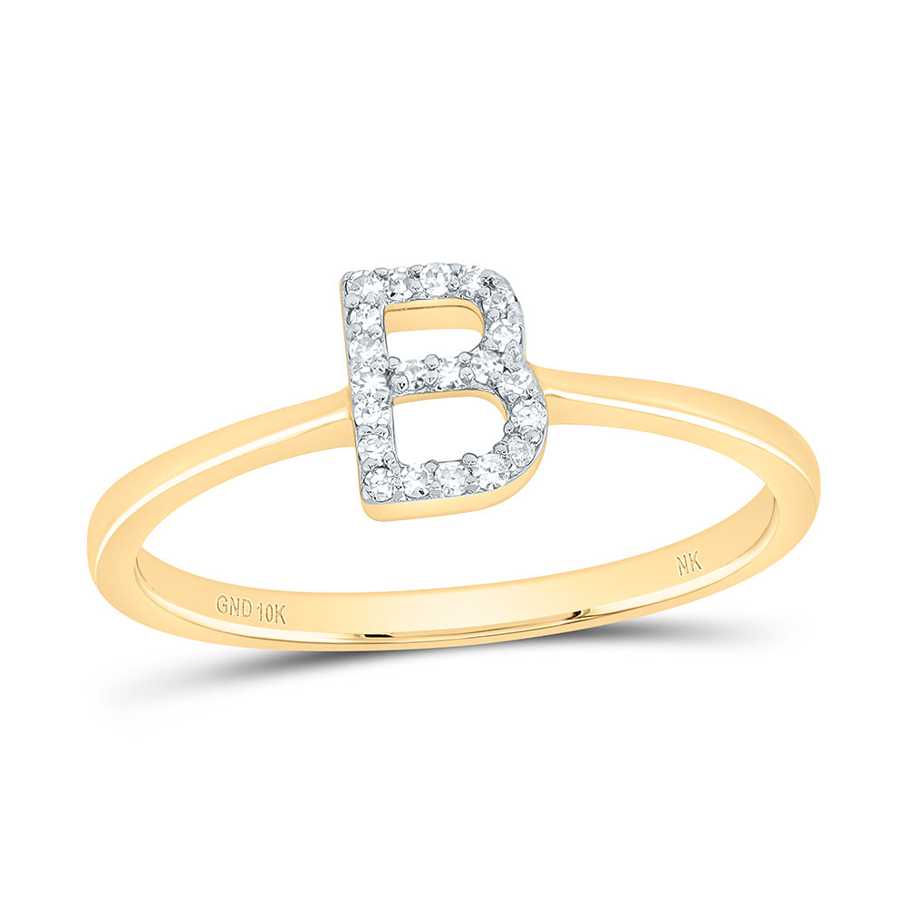 10kt Yellow Gold Diamond Initial Wedding Engagement Anniversary Ring