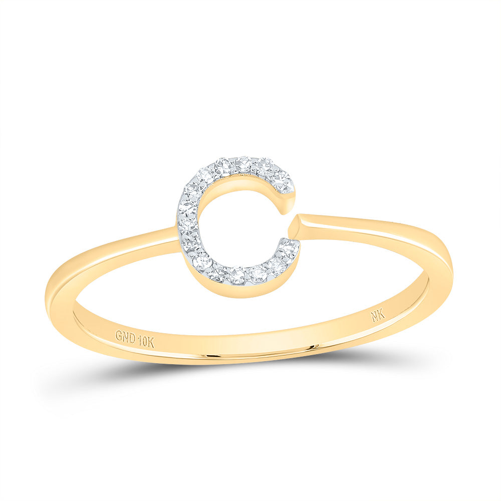 10kt Yellow Gold Diamond Initial Wedding Engagement Anniversary Ring