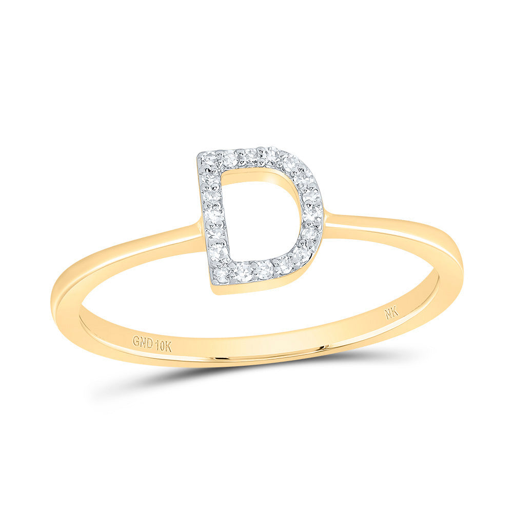 10kt Yellow Gold Diamond Initial Wedding Engagement Anniversary Ring