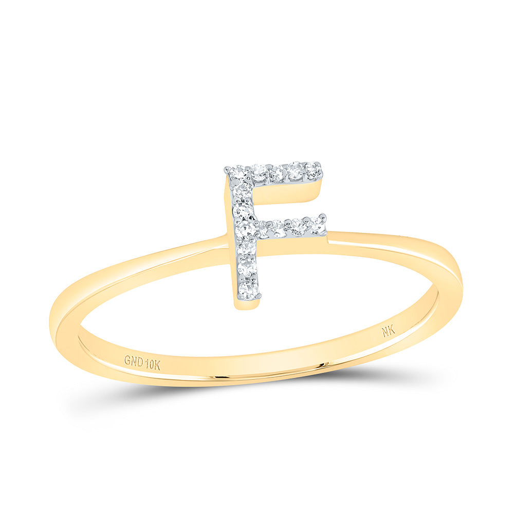 10kt Yellow Gold Diamond Initial Wedding Engagement Anniversary Ring