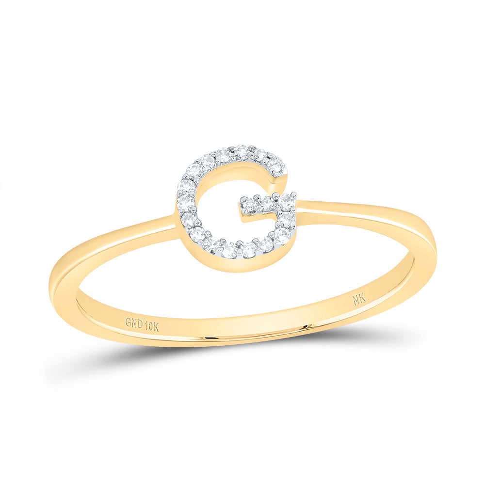 10kt Yellow Gold Diamond Initial Wedding Engagement Anniversary Ring