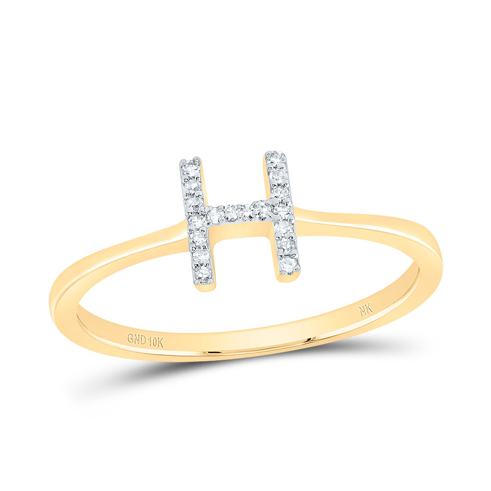 10kt Yellow Gold Diamond Initial Wedding Engagement Anniversary Ring