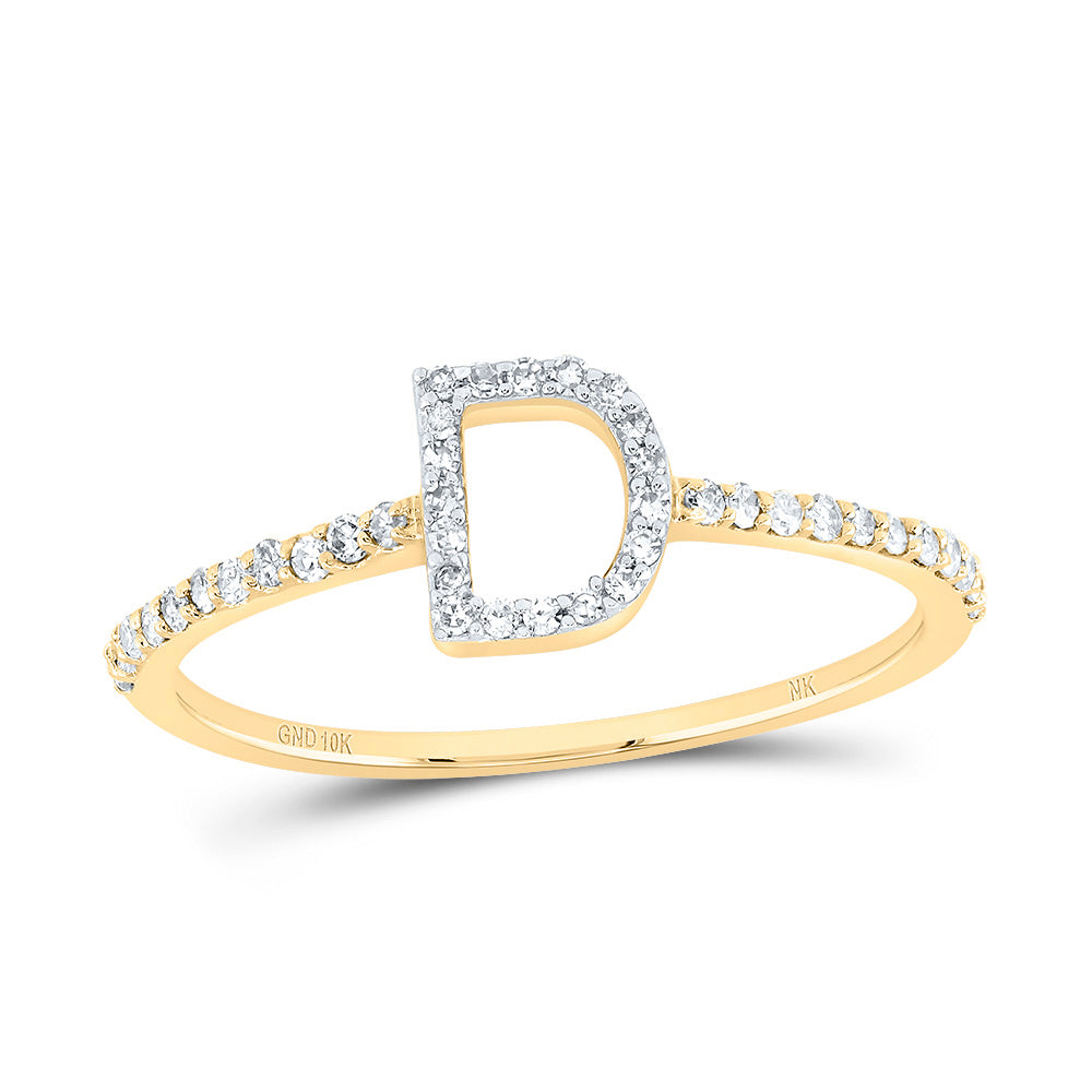 10kt Yellow Or White Gold Diamond Initial Wedding Engagement Anniversary Ring