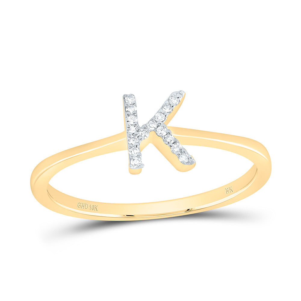 10kt Yellow Gold Diamond Initial Wedding Engagement Anniversary Ring