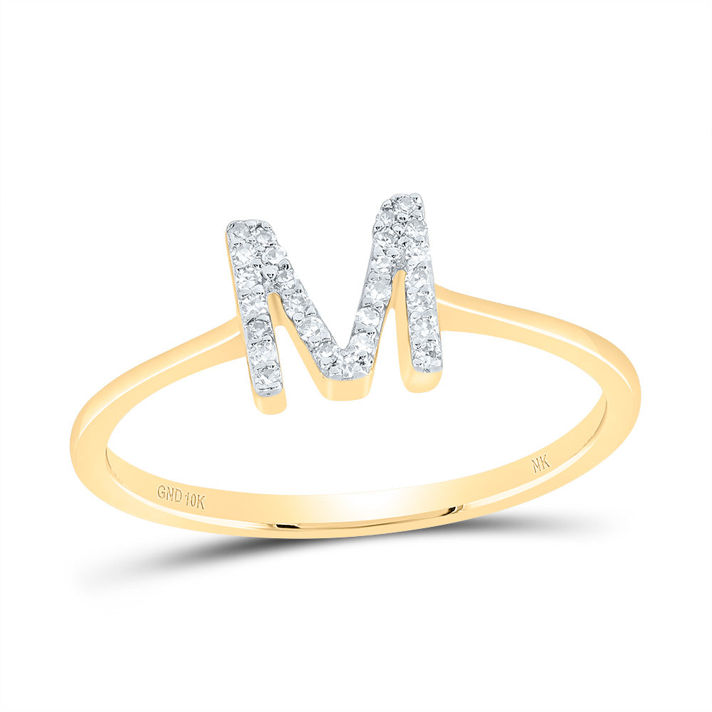 10kt Yellow Gold Diamond Initial Wedding Engagement Anniversary Ring