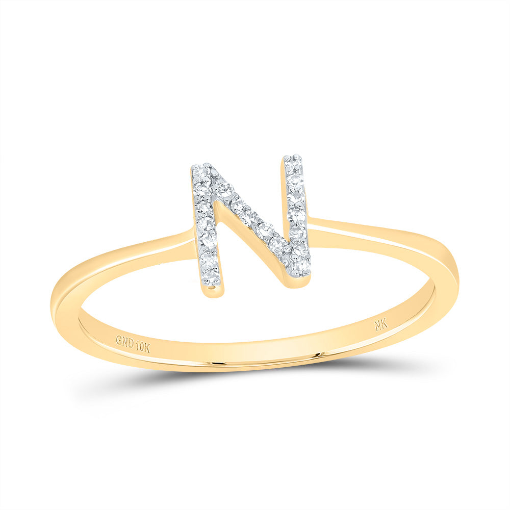 10kt Yellow Gold Diamond Initial Wedding Engagement Anniversary Ring