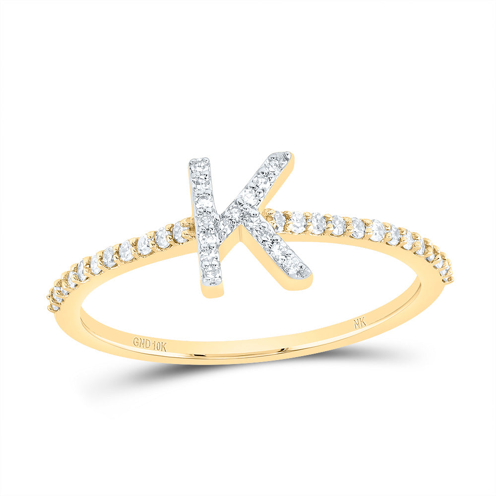10kt Yellow Or White Gold Diamond Initial Wedding Engagement Anniversary Ring