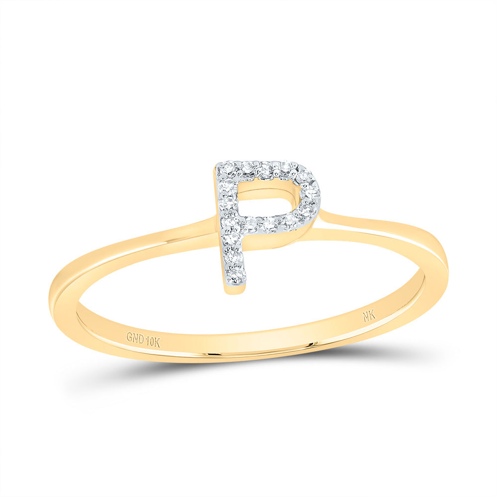 10kt Yellow Gold Diamond Initial Wedding Engagement Anniversary Ring