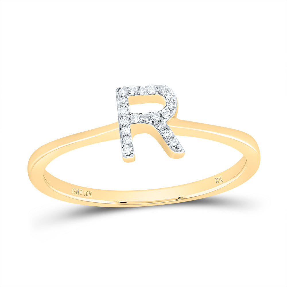 10kt Yellow Gold Diamond Initial Wedding Engagement Anniversary Ring