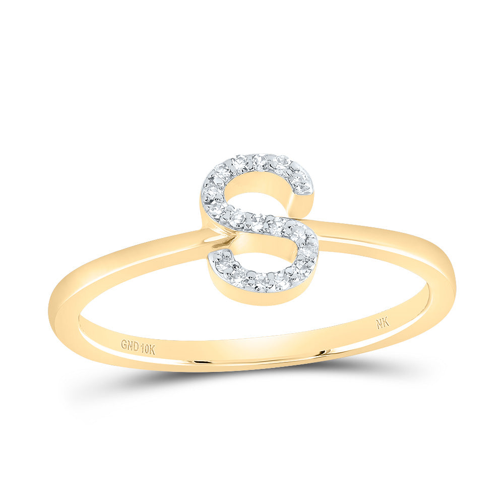 10kt Yellow Gold Diamond Initial Wedding Engagement Anniversary Ring