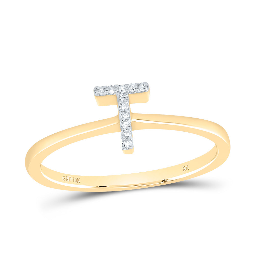 10kt Yellow Gold Diamond Initial Wedding Engagement Anniversary Ring
