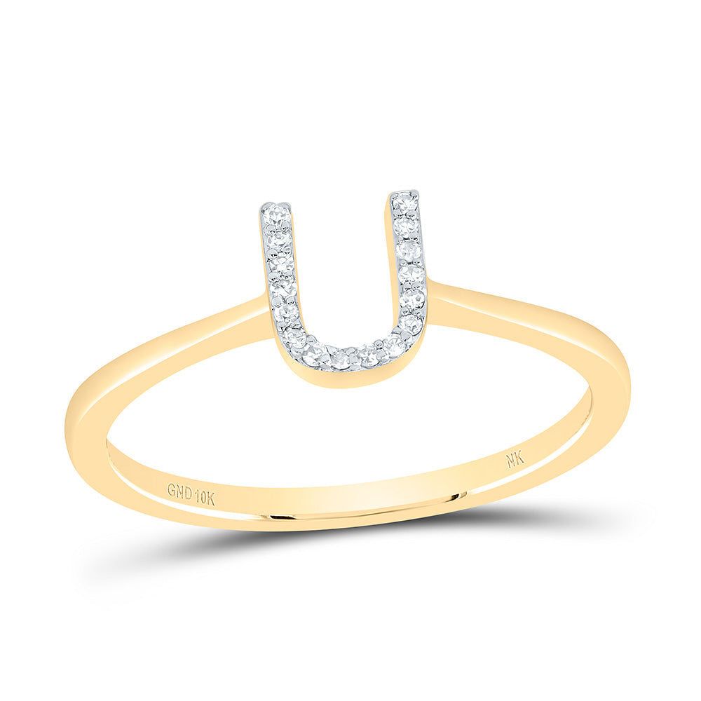 10kt Yellow Gold Diamond Initial Wedding Engagement Anniversary Ring