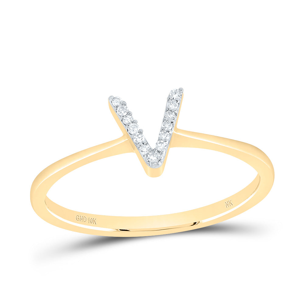 10kt Yellow Gold Diamond Initial Wedding Engagement Anniversary Ring