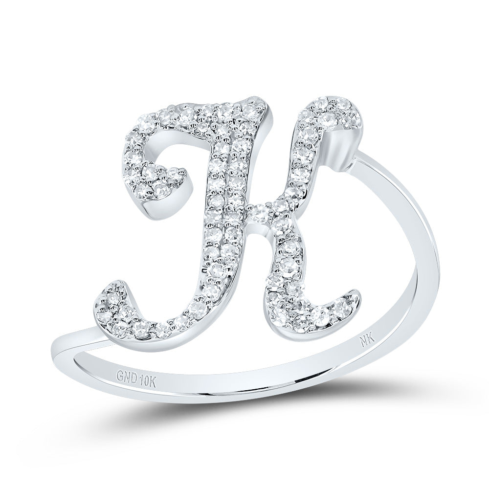 10K White Gold 1/5 Ctw Diamond Gift Initial "K" Ring, Womens Size: 5-9