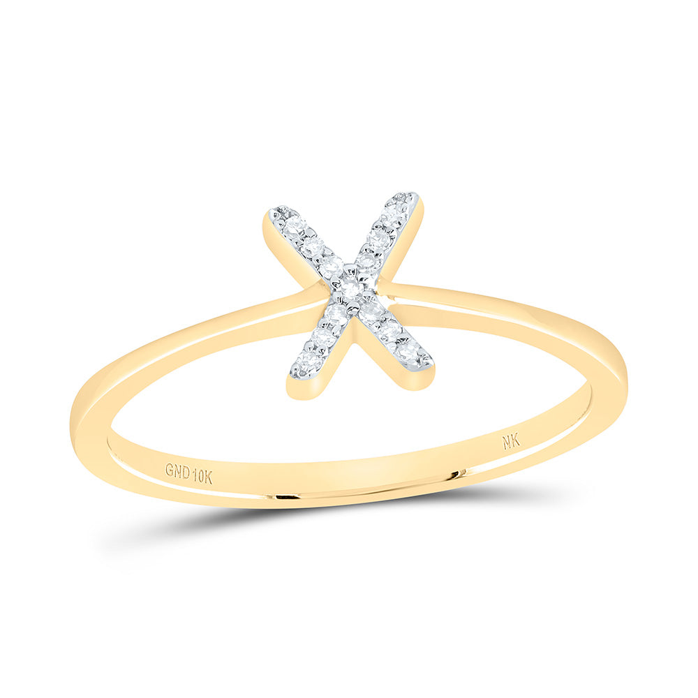 10kt Yellow Gold Diamond Initial Wedding Engagement Anniversary Ring
