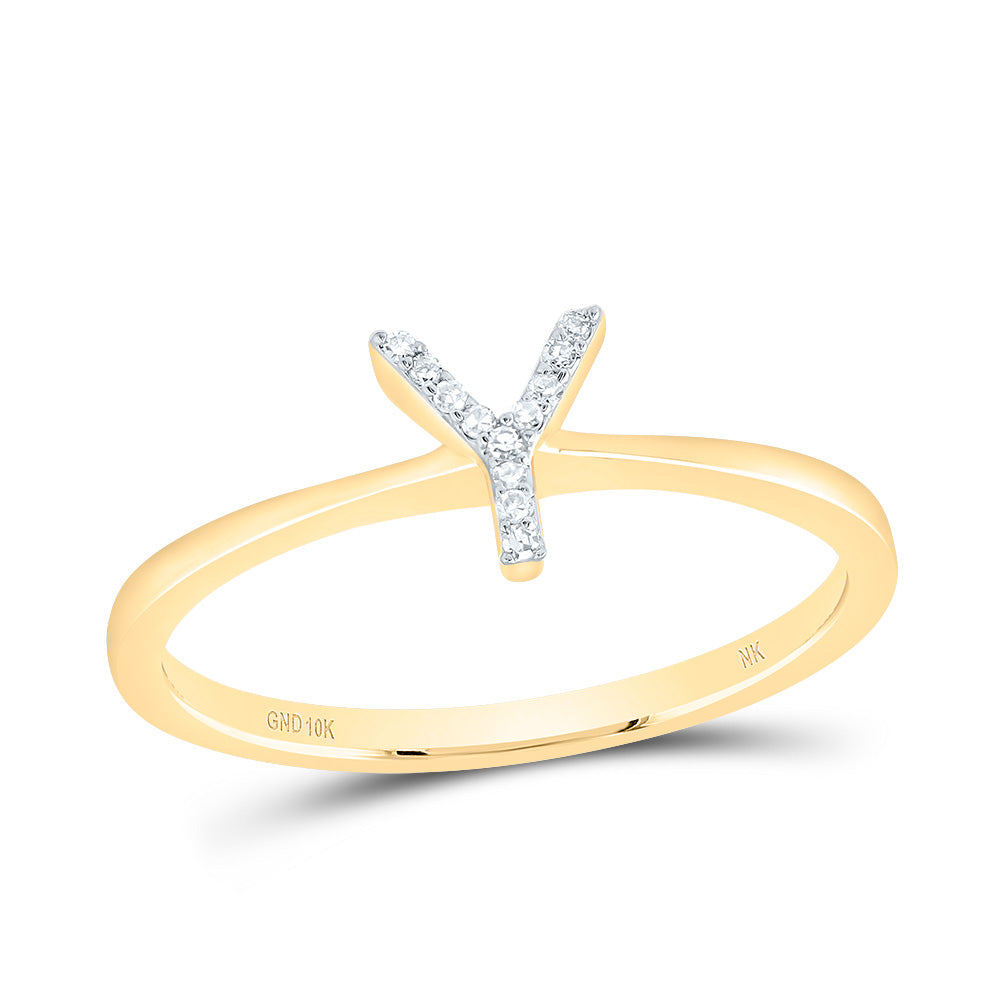 10kt Yellow Gold Diamond Initial Wedding Engagement Anniversary Ring