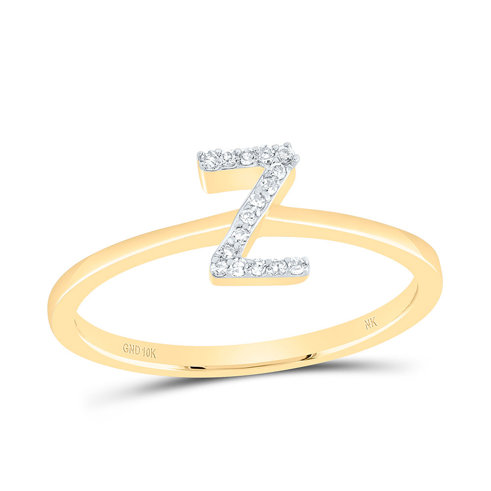10kt Yellow Gold Diamond Initial Wedding Engagement Anniversary Ring