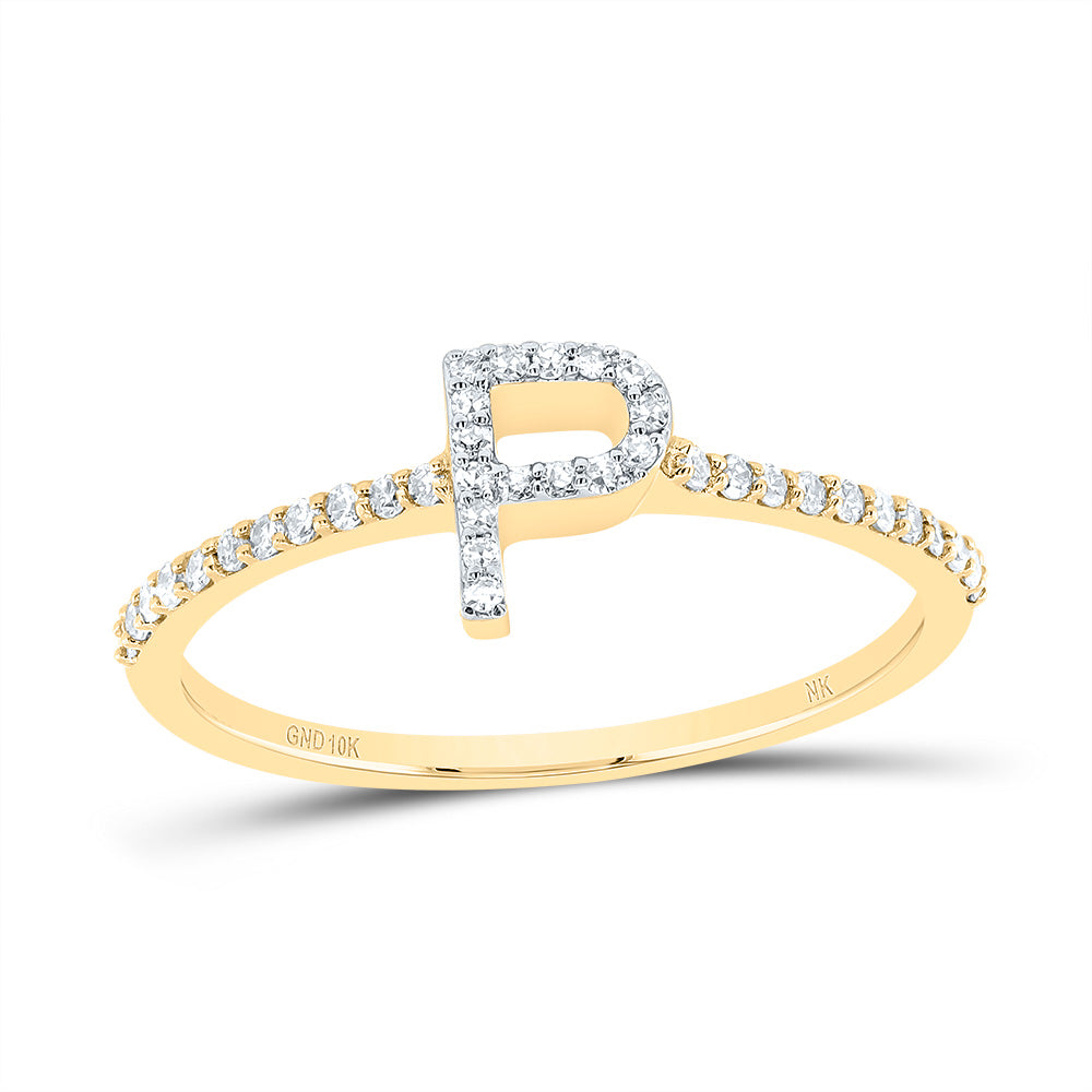 10kt Yellow Or White Gold Diamond Initial Wedding Engagement Anniversary Ring