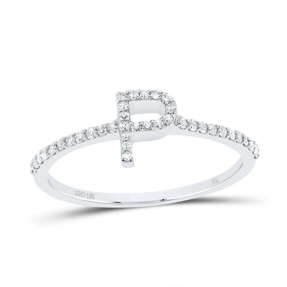 10kt Yellow Or White Gold Diamond Initial Wedding Engagement Anniversary Ring