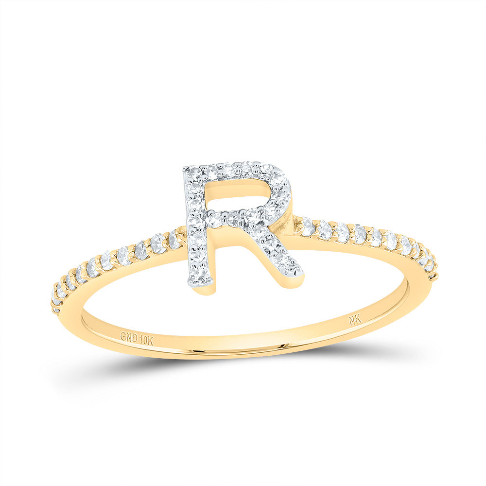 10kt Yellow Or White Gold Diamond Initial Wedding Engagement Anniversary Ring
