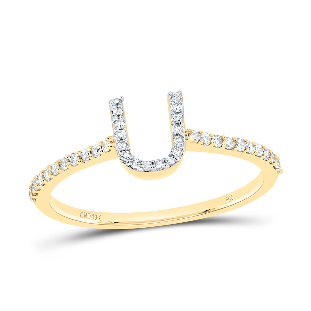 10kt Yellow Or White Gold Diamond Initial Wedding Engagement Anniversary Ring