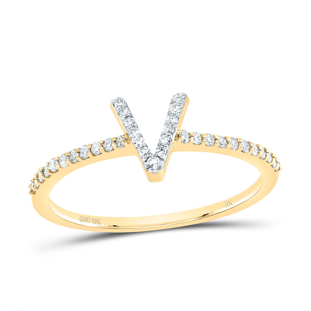 10kt Yellow Or White Gold Diamond Initial Wedding Engagement Anniversary Ring