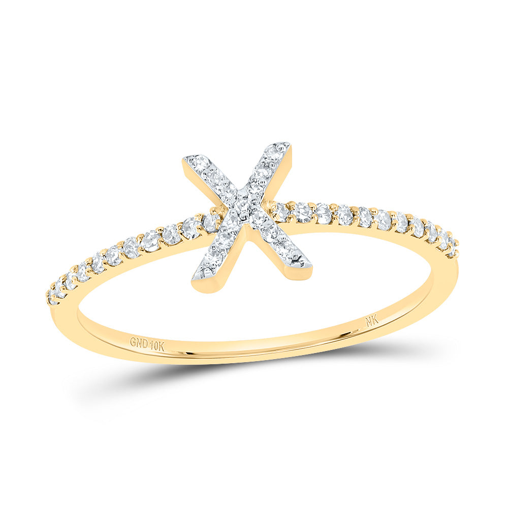 10kt Yellow Or White Gold Diamond Initial Wedding Engagement Anniversary Ring