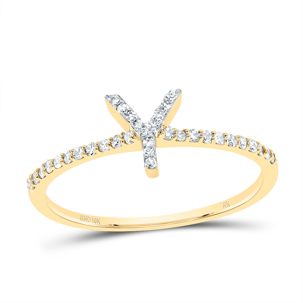 10kt Yellow Or White Gold Diamond Initial Wedding Engagement Anniversary Ring