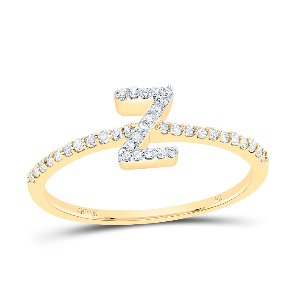 10kt Yellow Or White Gold Diamond Initial Wedding Engagement Anniversary Ring