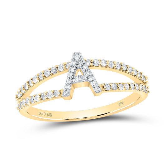 10kt Yellow Gold Diamond Initial Ladies Wedding Engagement Anniversary Ring