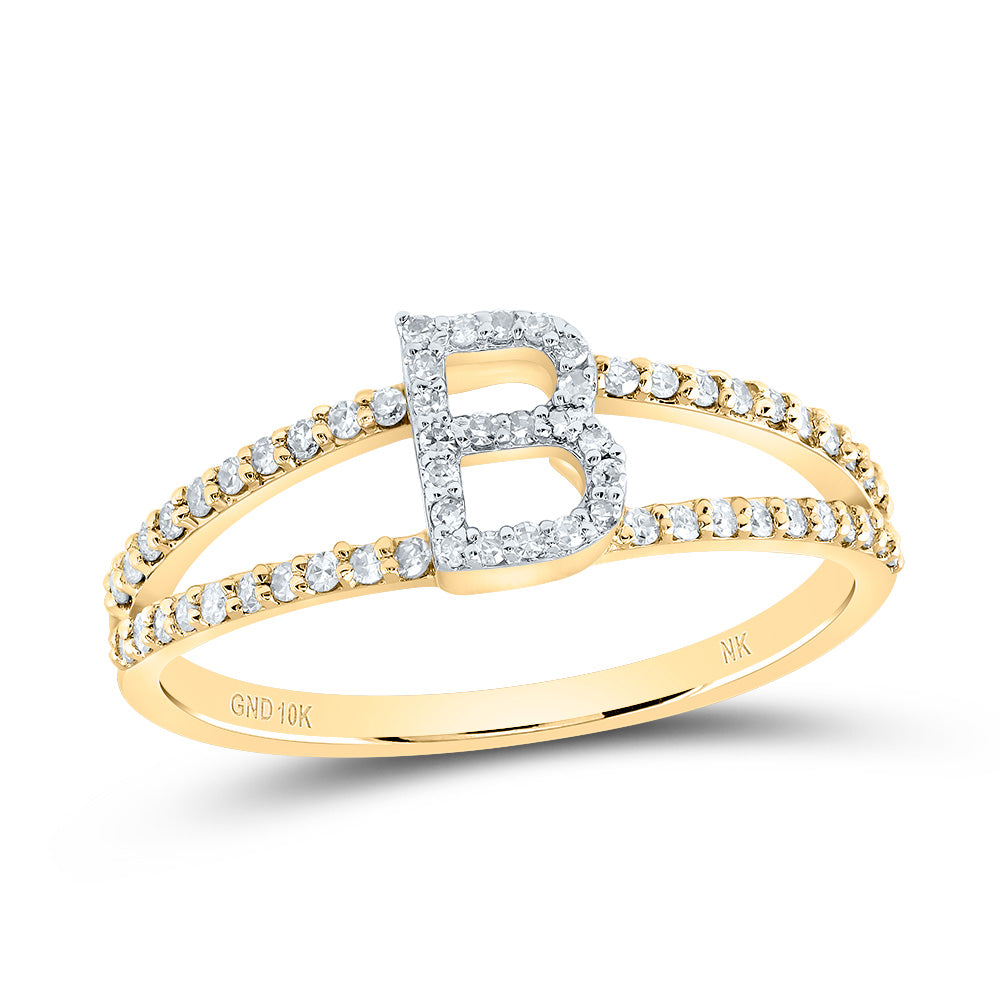 10kt Yellow Gold Diamond Initial Ladies Wedding Engagement Anniversary Ring