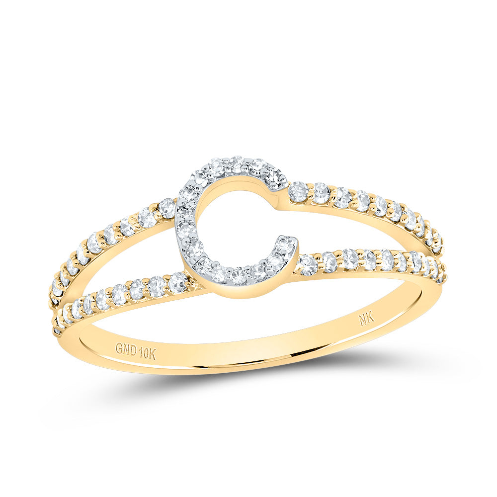 10kt Yellow Gold Diamond Initial Ladies Wedding Engagement Anniversary Ring