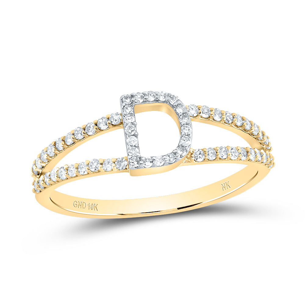 10kt Yellow Gold Diamond Initial Ladies Wedding Engagement Anniversary Ring
