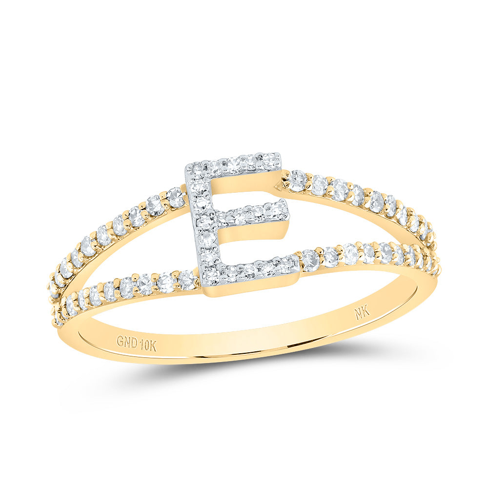 10kt Yellow Gold Diamond Initial Ladies Wedding Engagement Anniversary Ring